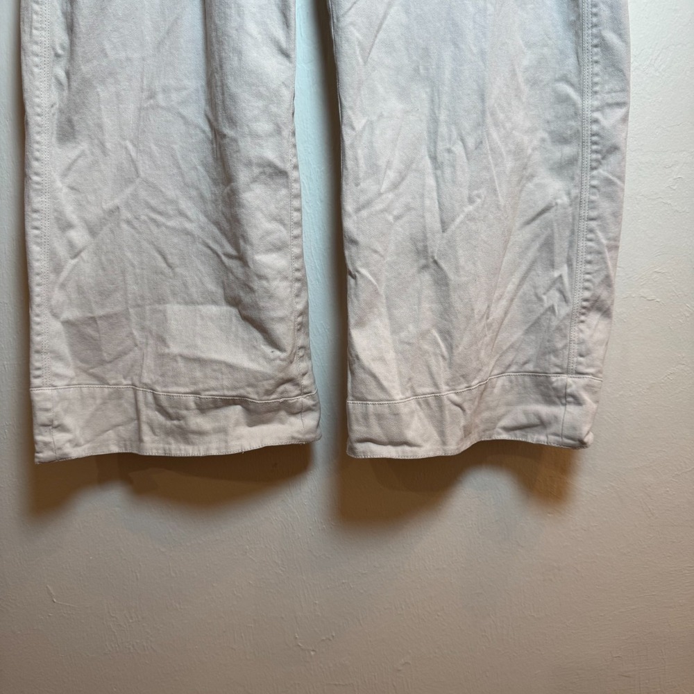 Pilcro Wide Leg Crop Pants‎ Women's 28 Beige Khaki High Rise Casual Cotton Blend - Picture 2 of 8